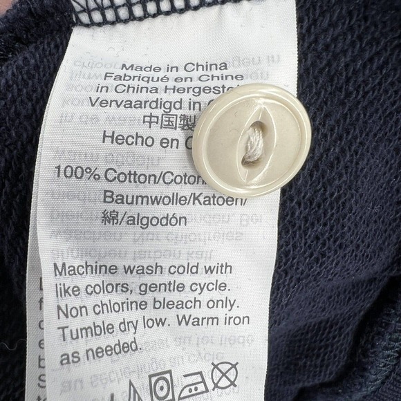 J Crew Piped Vintage Cotton Terry Henley Navy Size XL - Picture 4 of 4